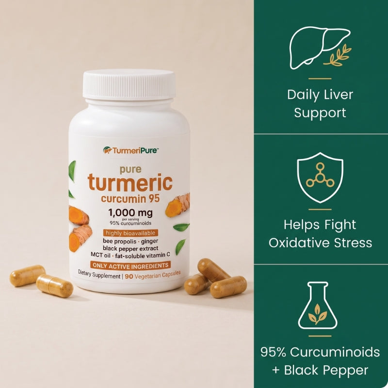 TurmeriPure™ | Turmeric Curcumin Capsules (1,000mg) Liver Supplement