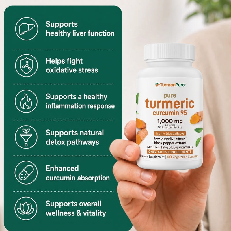 TurmeriPure™ | Turmeric Curcumin Capsules (1,000mg) Liver Supplement